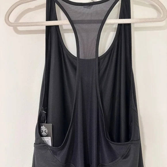 Under Armour HeatGear Racerback Tank Top Women XL Black Mesh Back | Athleisure - Picture 2 of 10